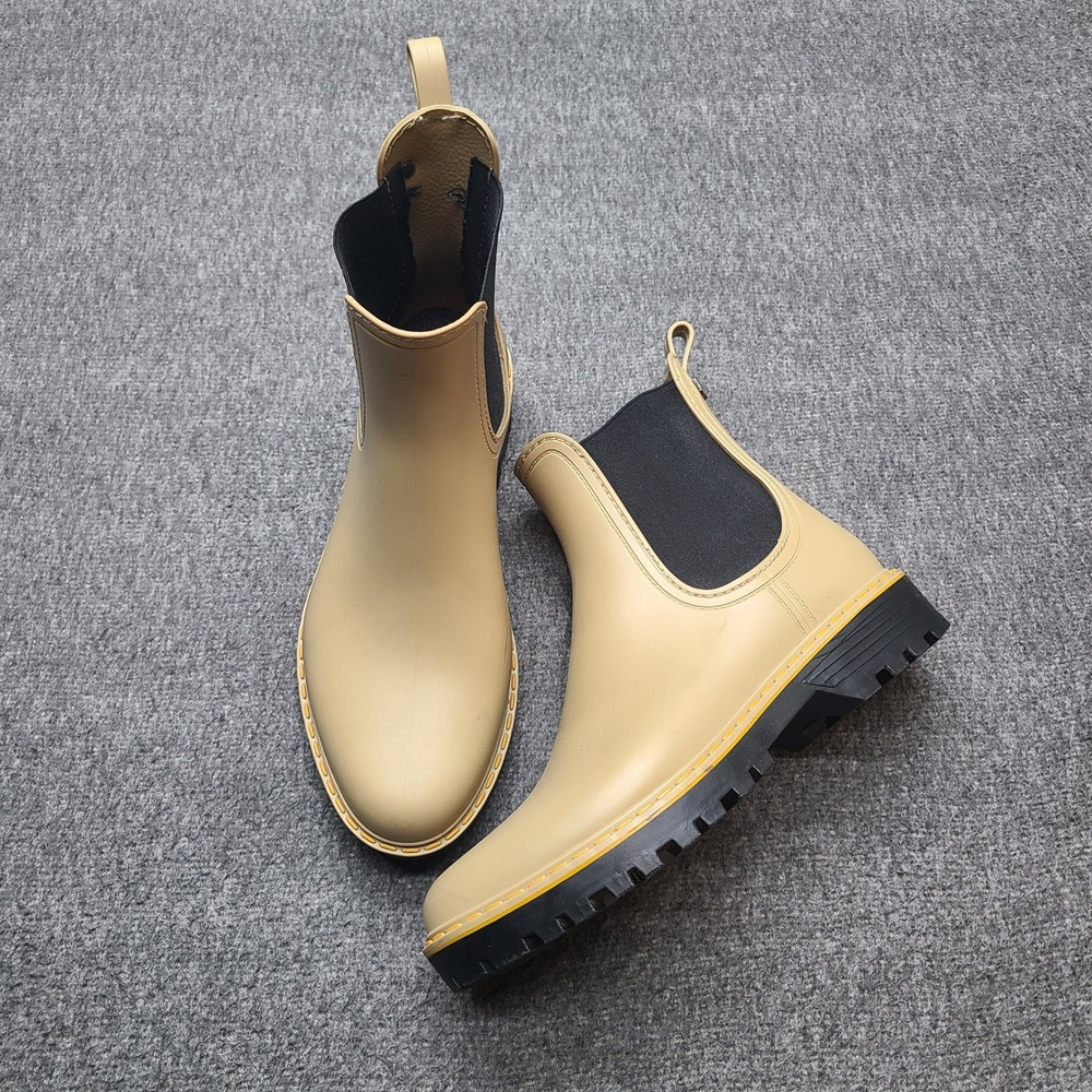 Igor Chelsea Rain Boots Womens 37 Beige Good Lug Sole Made in Spain Waterproof